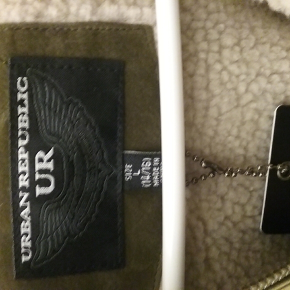 Urban Republic Boys Olive Green Suede Hoodie Coat - Picture 3 of 5